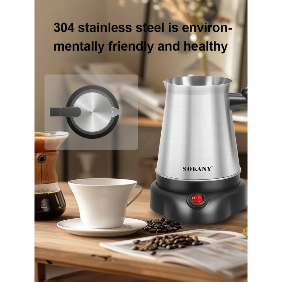 800ML Electric Kettle Turkish Greek Coffee Moka Tea Pot Maker Machine Stainless Steel Portable 6 Cups Boiling Water 220V 전기포트 — image 5