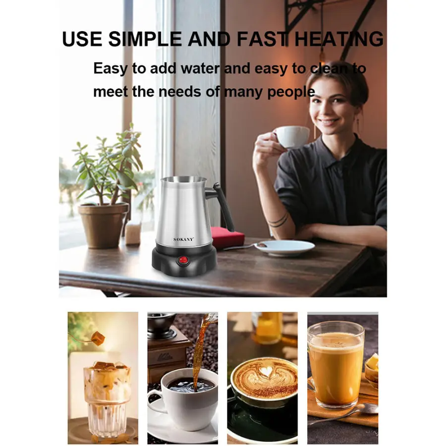 800ML Electric Kettle Turkish Greek Coffee Moka Tea Pot Maker Machine Stainless Steel Portable 6 Cups Boiling Water 220V 전기포트 — image 6