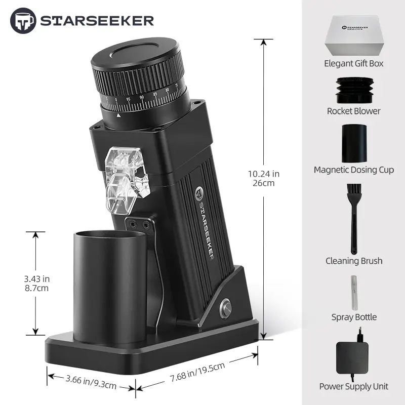 STARSEEKER E55Pro Electric Coffee Grinder 55MM Titanium Cone Burr Stepless Adjustment Espresso Brew Coffee Bean Grinder Black — image 7