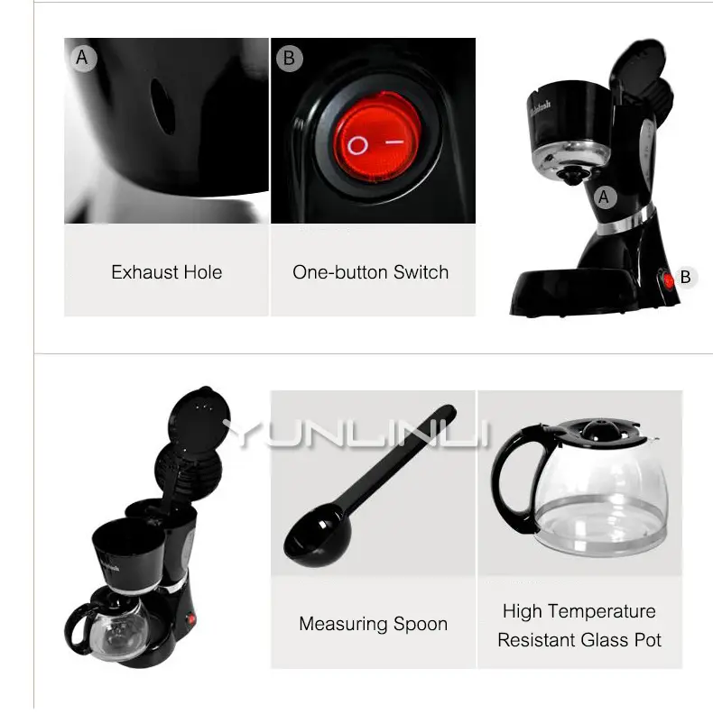 Drip Coffee Maker Full-automatic Coffee Machine American Coffee Machine Household Tea Boiler — image 5