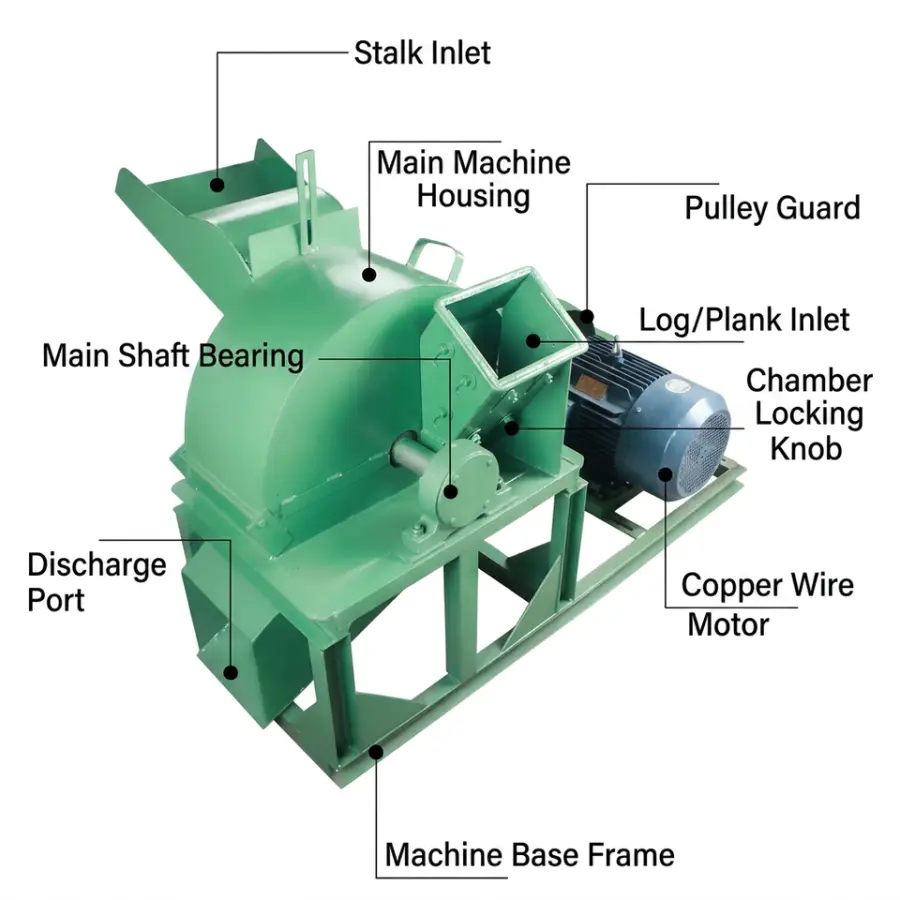 Dujiang Engine-Powered Wood Chipper Bamboo and Sawdust Feed Crusher Machine Easy to Operate — image 5