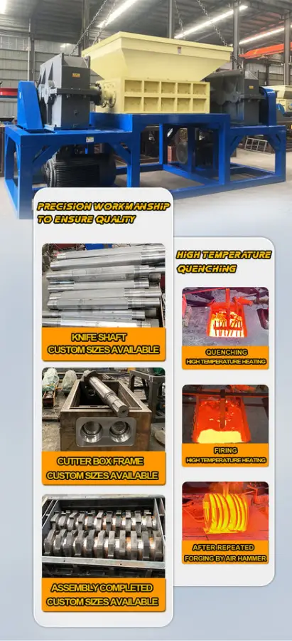 Heavy Duty Double Shaft High Productivity Aluminum Stainless Steel Alloy Scrap Shredder Machine with Motor for Metal Recycling — image 4