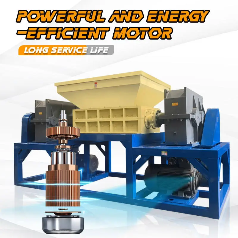 Heavy Duty Double Shaft High Productivity Aluminum Stainless Steel Alloy Scrap Shredder Machine with Motor for Metal Recycling — image 5