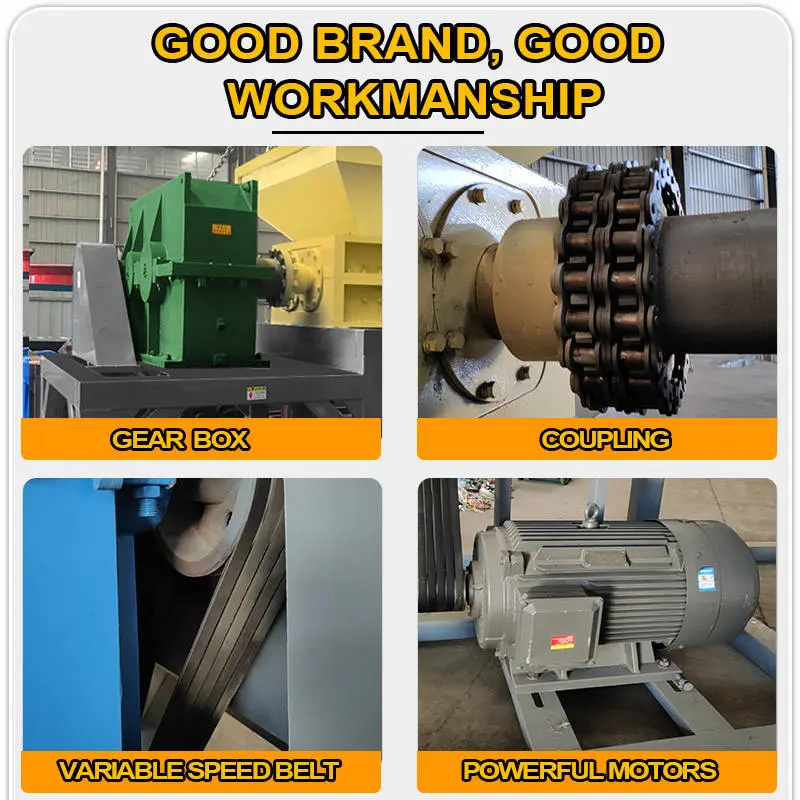 Double Shaft Used Car Motorcycle Tyre Rubber Crushing Machines Waste Tires Metal Scrap Bicycle Plastic Recycle Shredder Machine — image 4