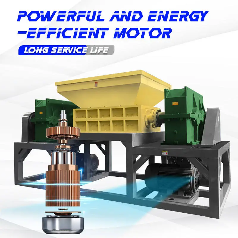 Double Shaft Used Car Motorcycle Tyre Rubber Crushing Machines Waste Tires Metal Scrap Bicycle Plastic Recycle Shredder Machine — image 5