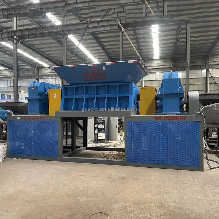 Hot Selling Double Shaft Aluminum & Stainless Steel Scrap Metal Shredder Coconut Shell Crusher Machine with Motor Engine — image 7