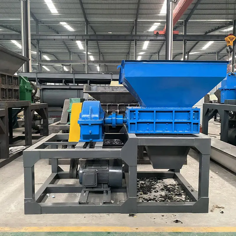 Steel-Reinforced Double Shaft Shredder Large Capacity Bottle Plastic Waste Tyre Crusher with Gearbox Scrap Pipe Metal — view 1
