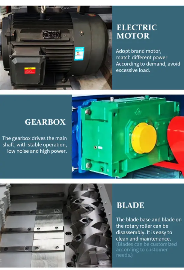 Steel-Reinforced Double Shaft Shredder Large Capacity Bottle Plastic Waste Tyre Crusher with Gearbox Scrap Pipe Metal — image 5