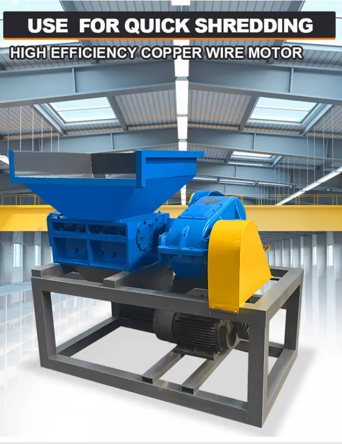 Good Quality Double Shaft Gearbox Shredder PE Film PP Bag Bottle Barrel Lump Shredding Crusher Grinder Machine High Separation — image 6