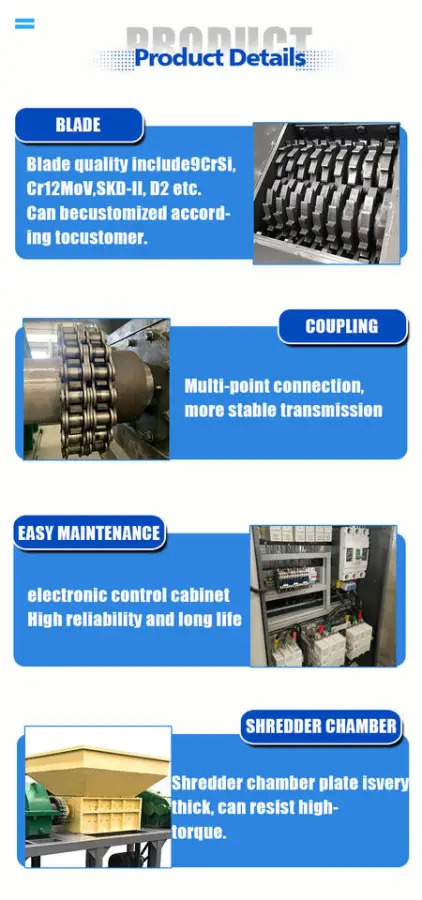 Double Shaft Steel & Scrap Metal shredder Car Wheel Shredding Machine 22kw Motor High Efficiency — image 6