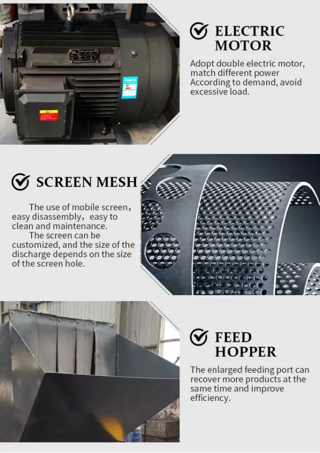 Single Shaft Plastic Shredder with Engine & Motor and Gear for Recycling PP/PC/PMMA/PA/PS Materials High-Power Bearing Crusher — image 7