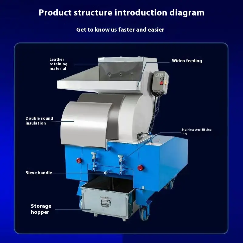 Small Waste Plastic Crusher High Efficiency Multi-functional Plastic Bottles Shredder with Gearbox and Engine — image 3