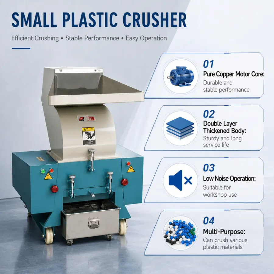 Automatic 15hp Single Shaft Motor Mini Plastic Crusher for Waste Plastic & Bottle Recycling with Gear & Bearing Core Components — image 4