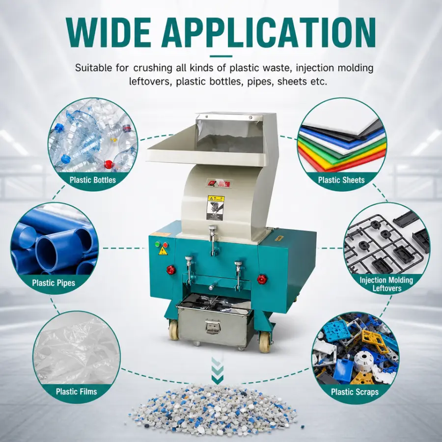Automatic 15hp Single Shaft Motor Mini Plastic Crusher for Waste Plastic & Bottle Recycling with Gear & Bearing Core Components — image 6