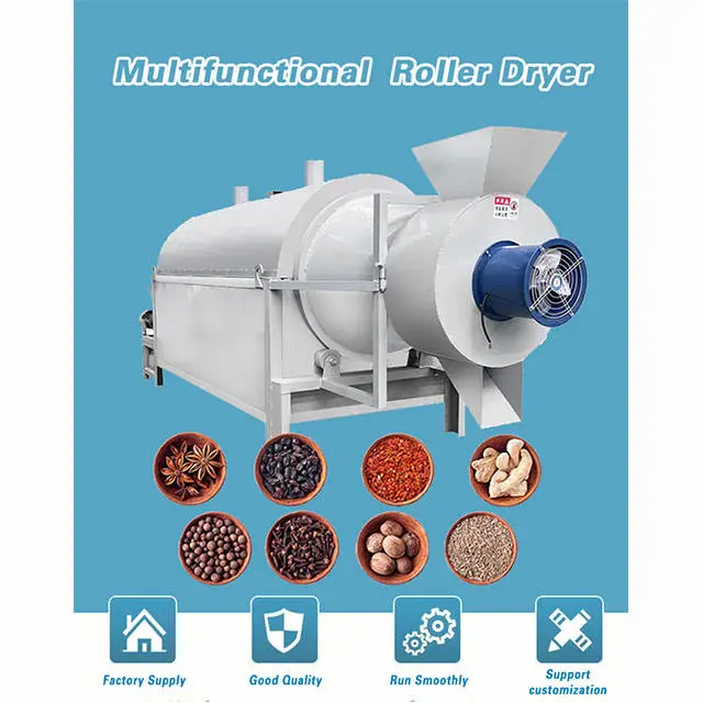 Multifunctional Industrial Rotary Drum Dryer for Grain Paddy Rice 304 Stainless Steel Steam Heating Drying Equipment — image 6