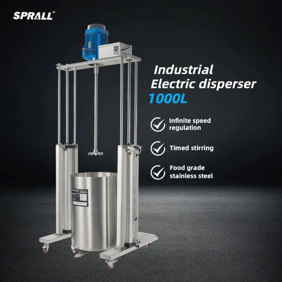 SPRALL 1000L Cosmetic Shampoo Paint Agitator Electric High Speed Cutting Homogenous Disperser Dissolver Mixer Machine — view 1