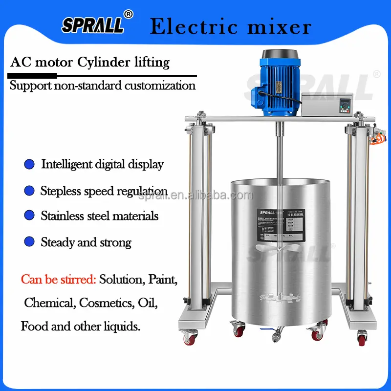 SPRALL 1000L Cosmetic Shampoo Paint Agitator Electric High Speed Cutting Homogenous Disperser Dissolver Mixer Machine — image 3