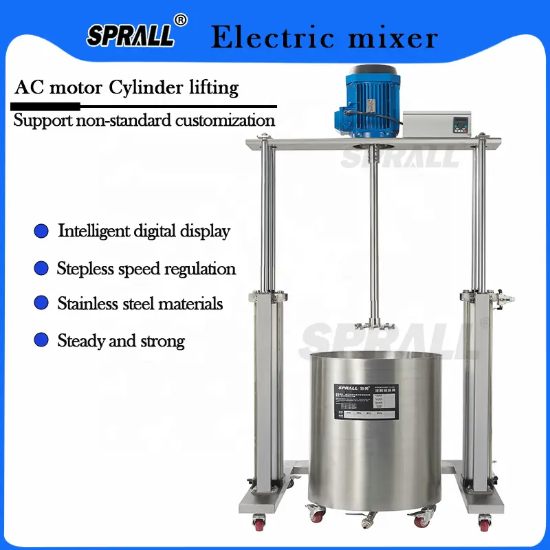 SPRALL 1000L Cosmetic Shampoo Paint Agitator Electric High Speed Cutting Homogenous Disperser Dissolver Mixer Machine — image 6