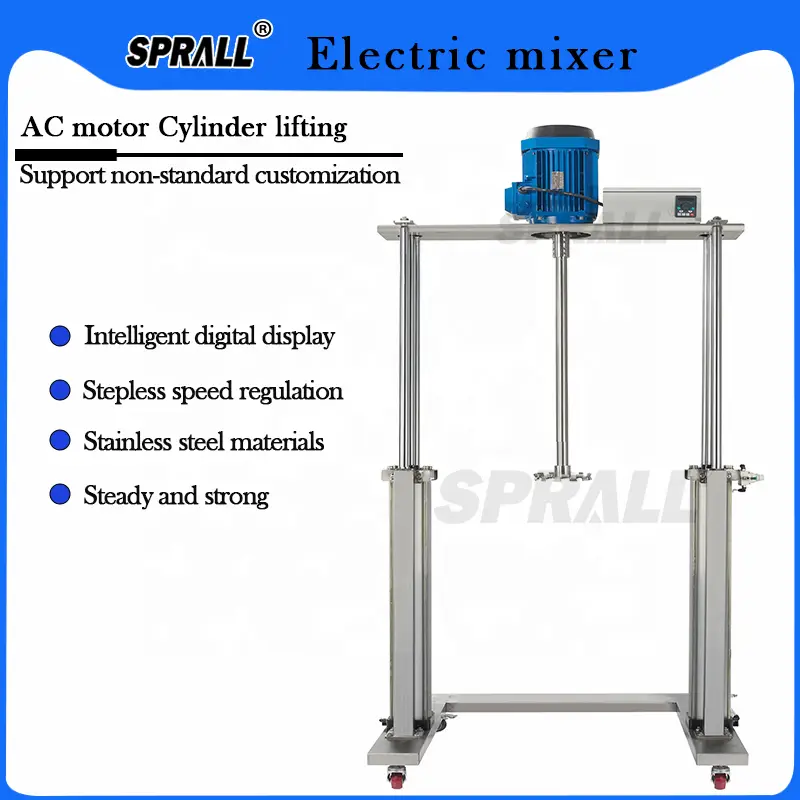 SPRALL Cosmetic Shampoo Soap Liquid Lotion Agitator High Speed Dispersing Pneumatic Lifting System Paint Dissolver Machine — image 5
