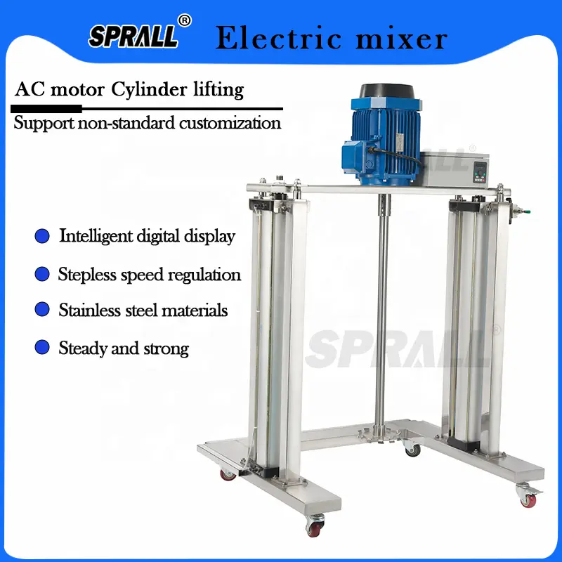 SPRALL Industrial Electric High Speed Shear Variable Frequency Cosmetic Oil Cream Liquid Paint Homogenizer Dispersion Mixer — image 4