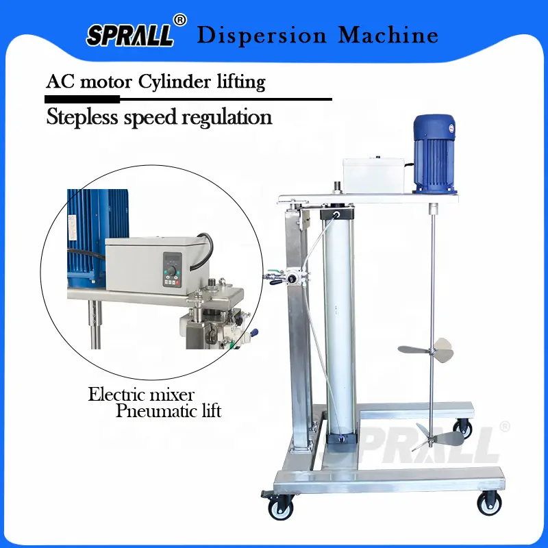 SPRALL Stainless Steel Frequency Conversion Dispersion Explosion-proof Chemical Shampoo Mixer Paint Pneumatic Lift Agitator — image 7