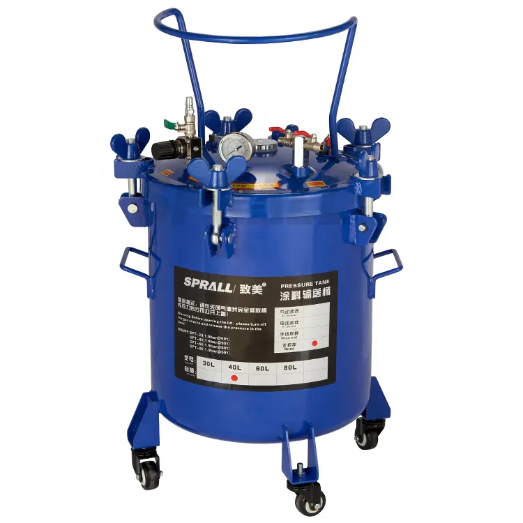 SPRALL Factory Outlet 10-60L Stainless Steel 304 Inner Automatic Spray Paint Pressure Vessel Tank High Safety Level Mixe — view 1