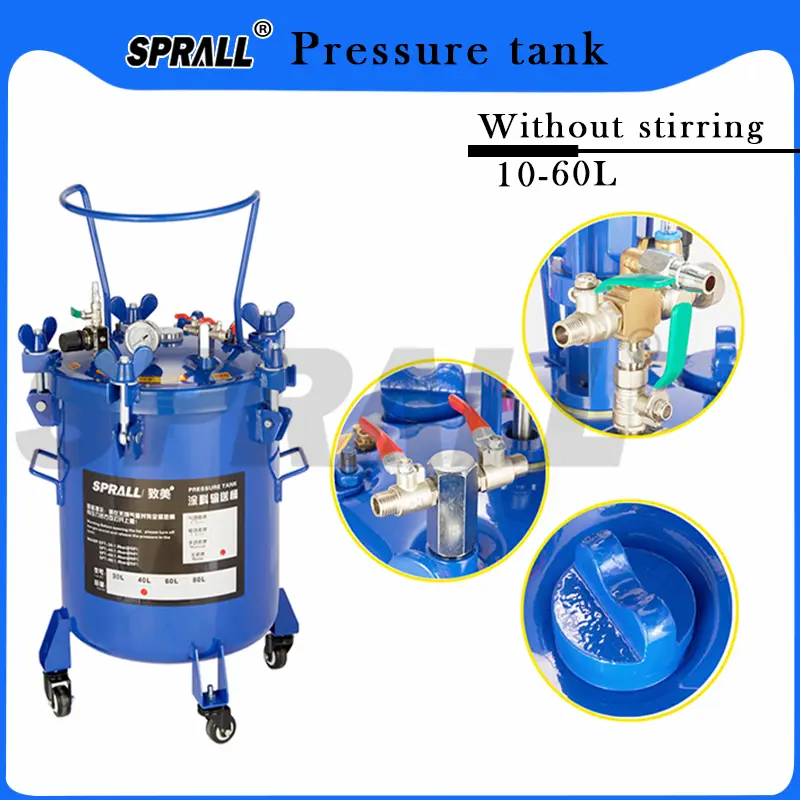 SPRALL Factory Outlet 10-60L Stainless Steel 304 Inner Automatic Spray Paint Pressure Vessel Tank High Safety Level Mixer — image 6