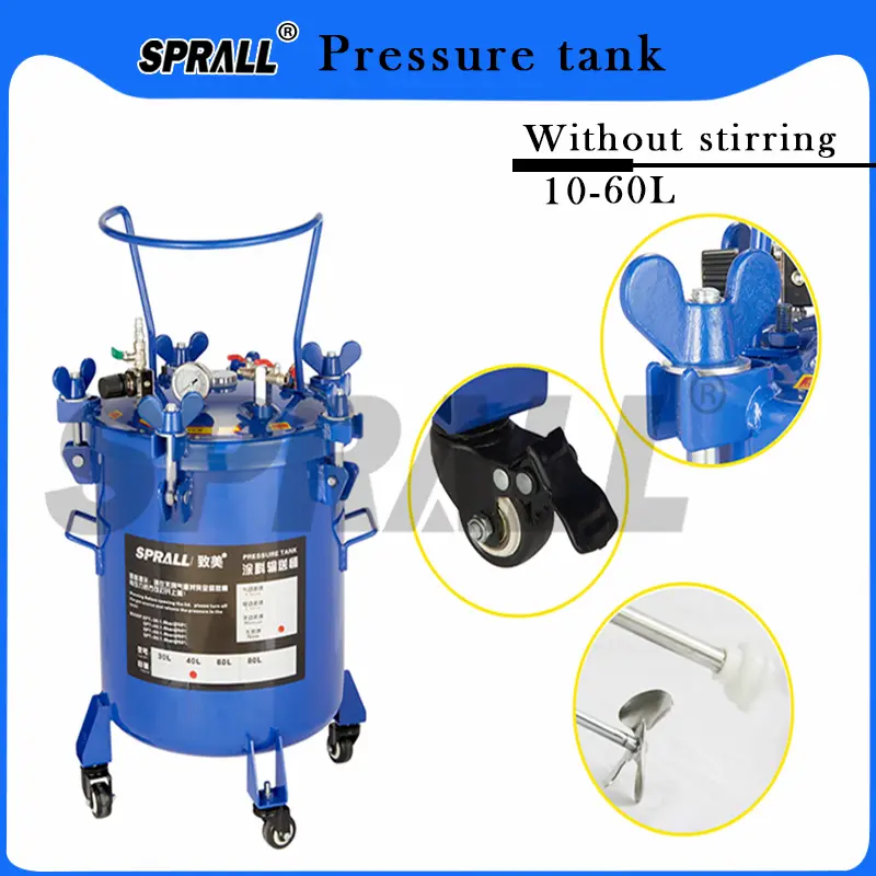 SPRALL Factory Outlet 10-60L Stainless Steel 304 Inner Automatic Spray Paint Pressure Vessel Tank High Safety Level Mixer — image 7
