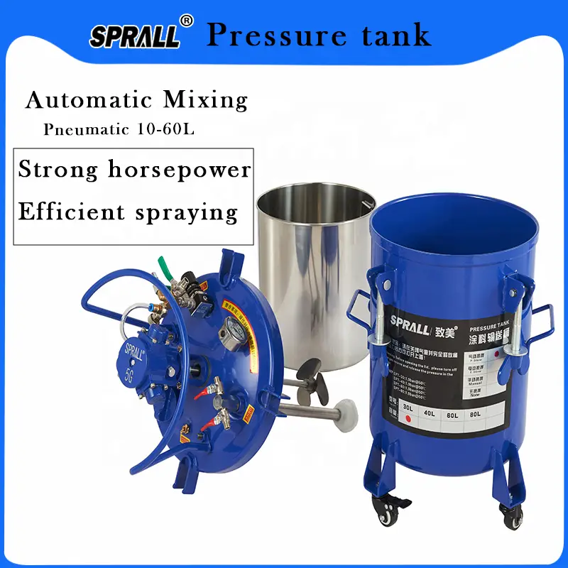 10-60L Factory Direct SPRALL Paint Coating Pneumatic Mixing Pressure Vessel Tank with Motor High Safety Level — image 5