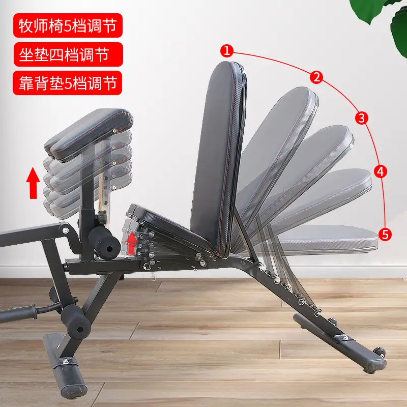 Gym Equipment Fitness Leg Curl Extension Machine Adjustable Weight Bench With Weights and bar Set1 — image 5