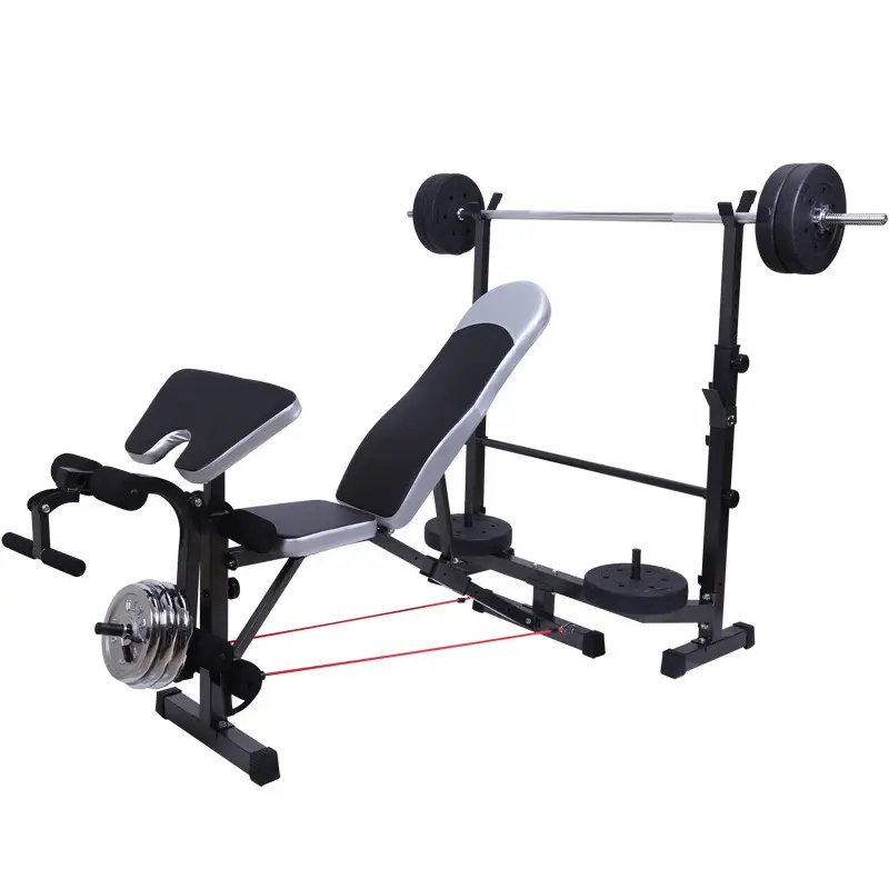 Barbell Rack Integrated Adjustable Weight Bench Home Multi-Press Training Gear — image 2