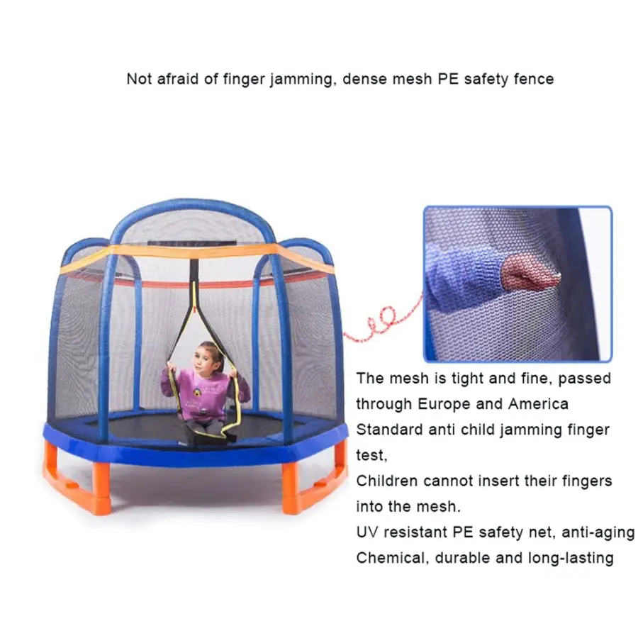 7.2ft Unisex Indoor PVC & PP Foldable Kids' Trampoline with Safety Bar for Home Amusement or Park Use1 — image 3