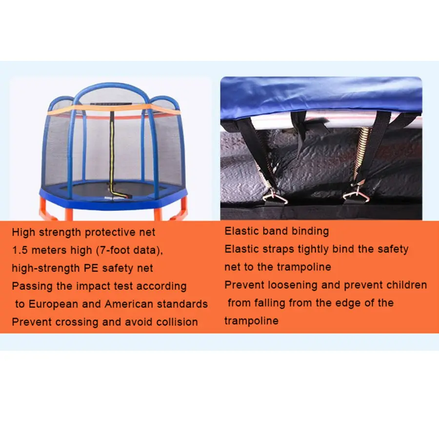 7.2ft Unisex Indoor PVC & PP Foldable Kids' Trampoline with Safety Bar for Home Amusement or Park Use1 — image 4