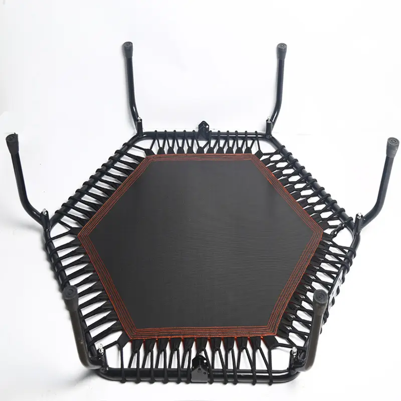 48-Inch Hexagonal Commercial Mini Fitness Trampoline Muted Adjustable PP Handrail 2026 — image 2