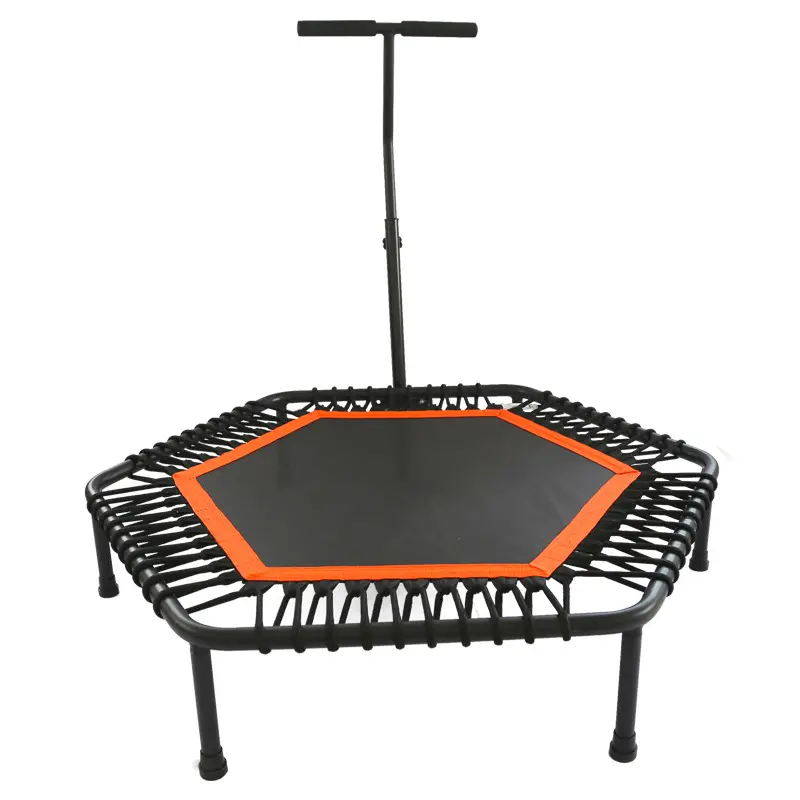 48-Inch Hexagonal Commercial Mini Fitness Trampoline Muted Adjustable PP Handrail 2026 — image 3