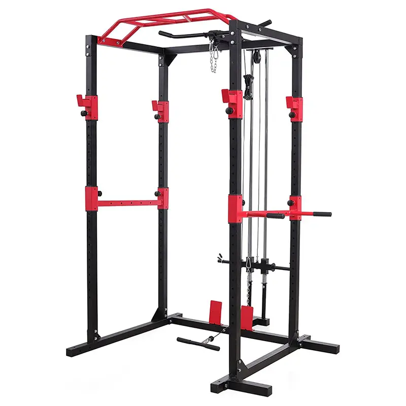 Squat Rack Power Cage Multi-Functional Power Rack with J-Hooks, Dip Handles, Landmine Attachment and Cable Pulley System 1 — image 2
