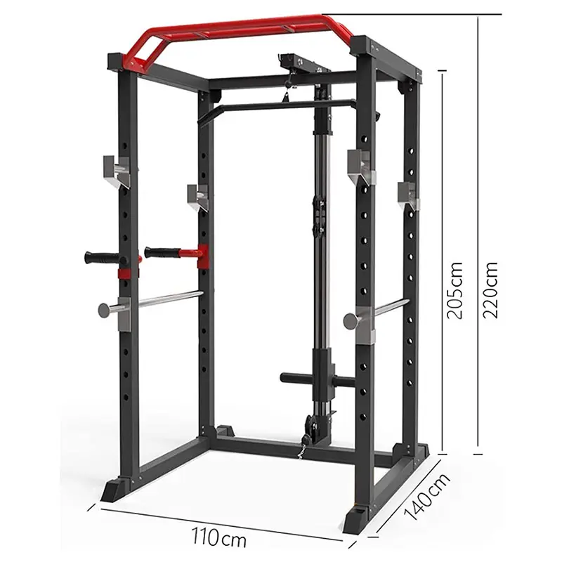Squat Rack Power Cage Multi-Functional Power Rack with J-Hooks, Dip Handles, Landmine Attachment and Cable Pulley System 1 — image 3
