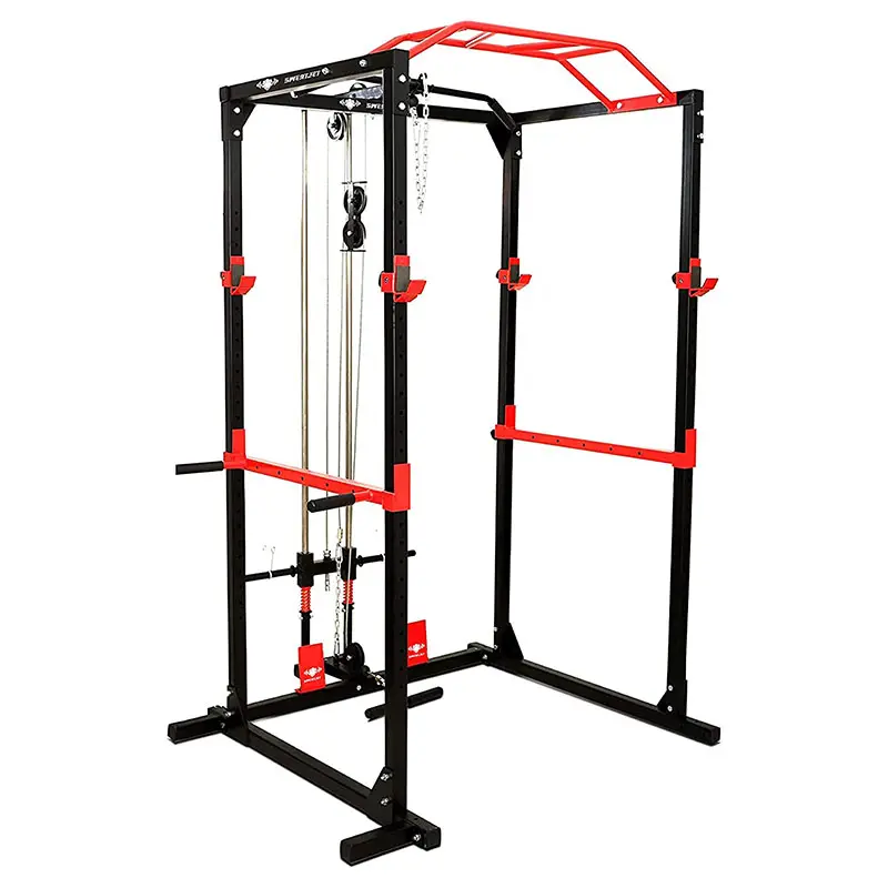 Squat Rack Power Cage Multi-Functional Power Rack with J-Hooks, Dip Handles, Landmine Attachment and Cable Pulley System 1 — image 4