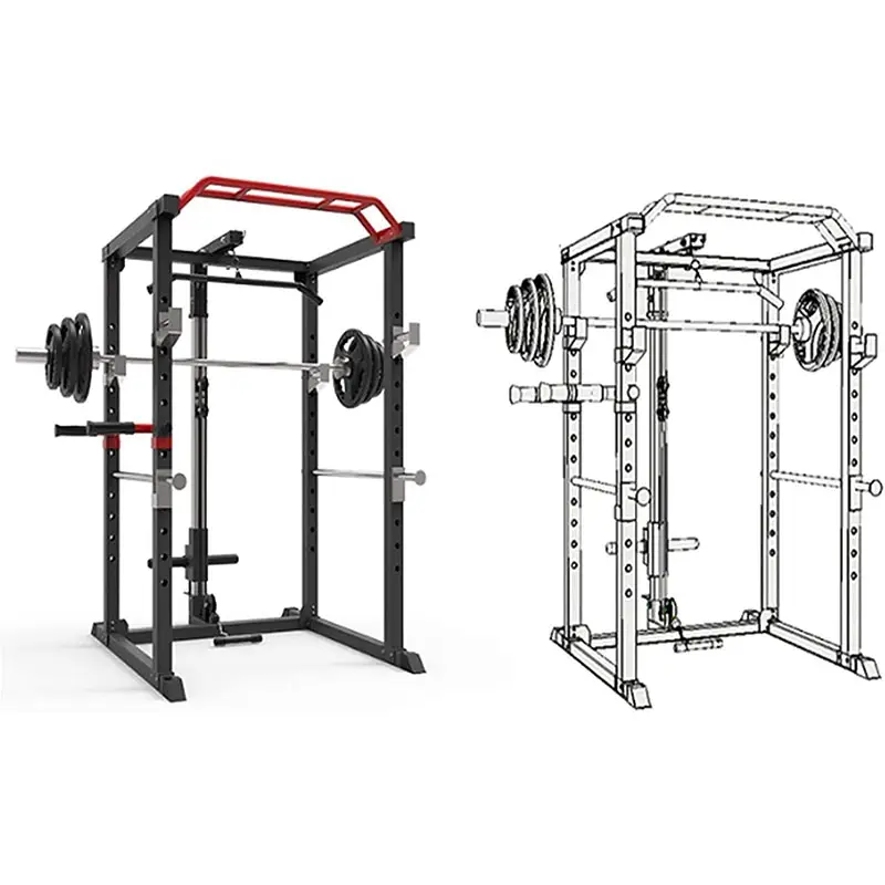 Squat Rack Power Cage Multi-Functional Power Rack with J-Hooks, Dip Handles, Landmine Attachment and Cable Pulley System 1 — image 5