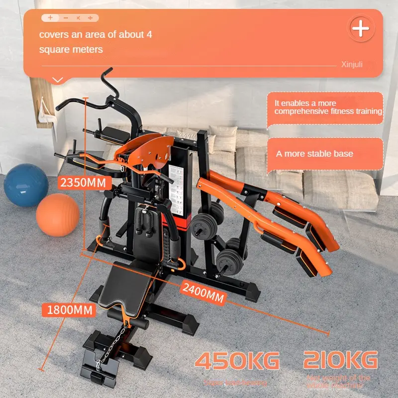 Unisex 3-Station Home Gym Equipment, Durable Metal Multifunctional Strength Tool — image 3