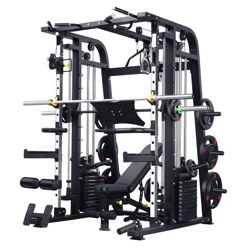 Smith Machine,Multi-Functional Exercise Equipment Home Fitness,Cage-Style,Multi-Power Adjustable, Squat Rack+Bench+100KG — view 1