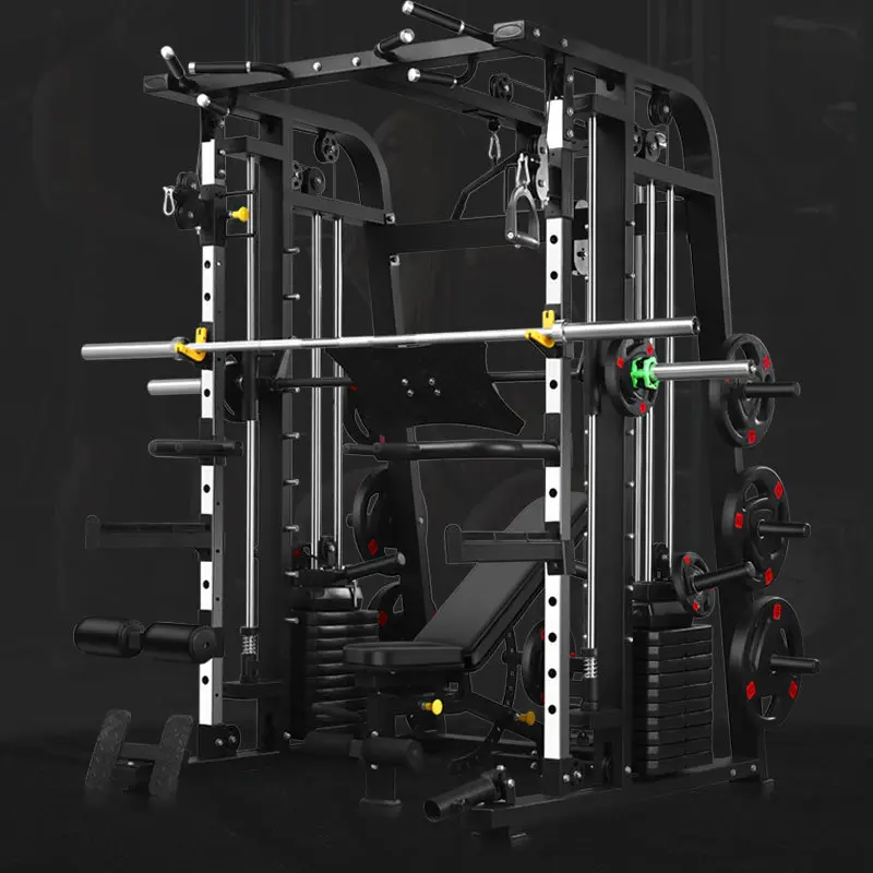 Smith Machine,Multi-Functional Exercise Equipment Home Fitness,Cage-Style,Multi-Power Adjustable, Squat Rack+Bench+100KG Weights — image 3