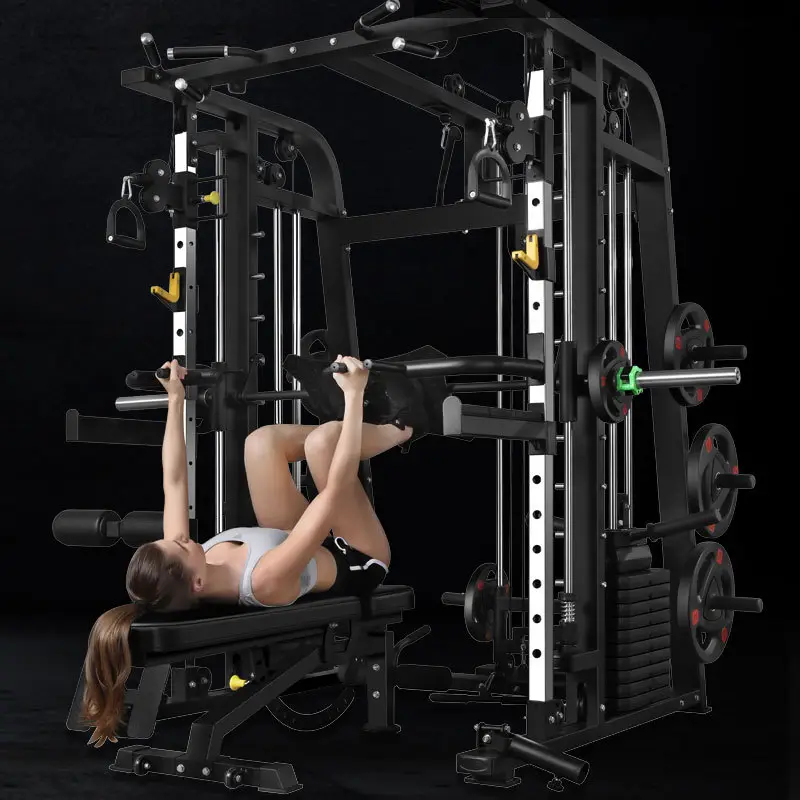 Smith Machine,Multi-Functional Exercise Equipment Home Fitness,Cage-Style,Multi-Power Adjustable, Squat Rack+Bench+100KG Weights — image 4