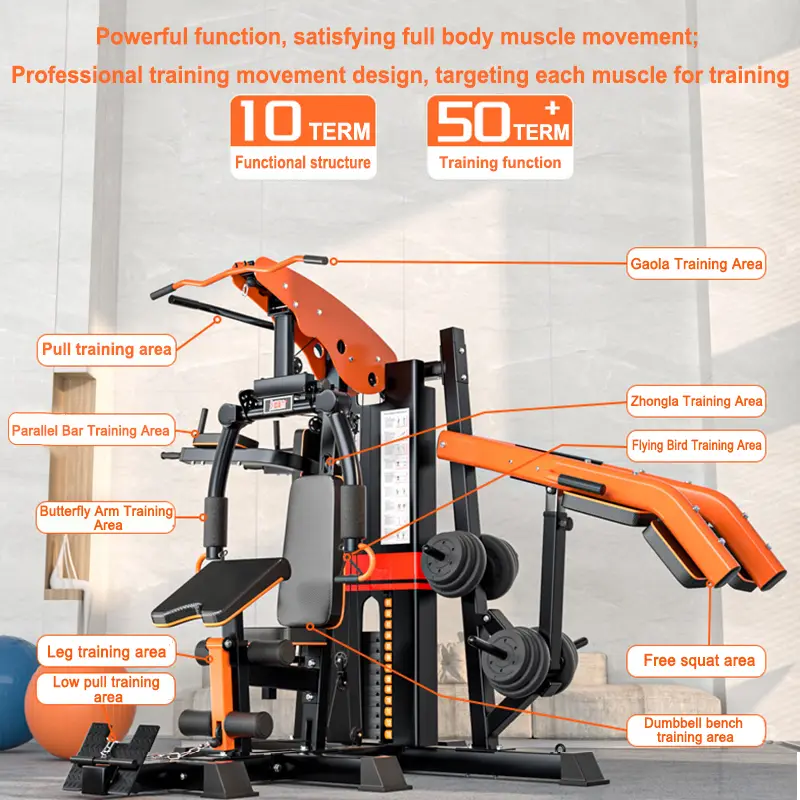 Multi Functional Comprehensive Trainer, Home Large Combination Set, Three Person Station, Commercial Big Bird Squat Weightlifter — image 4