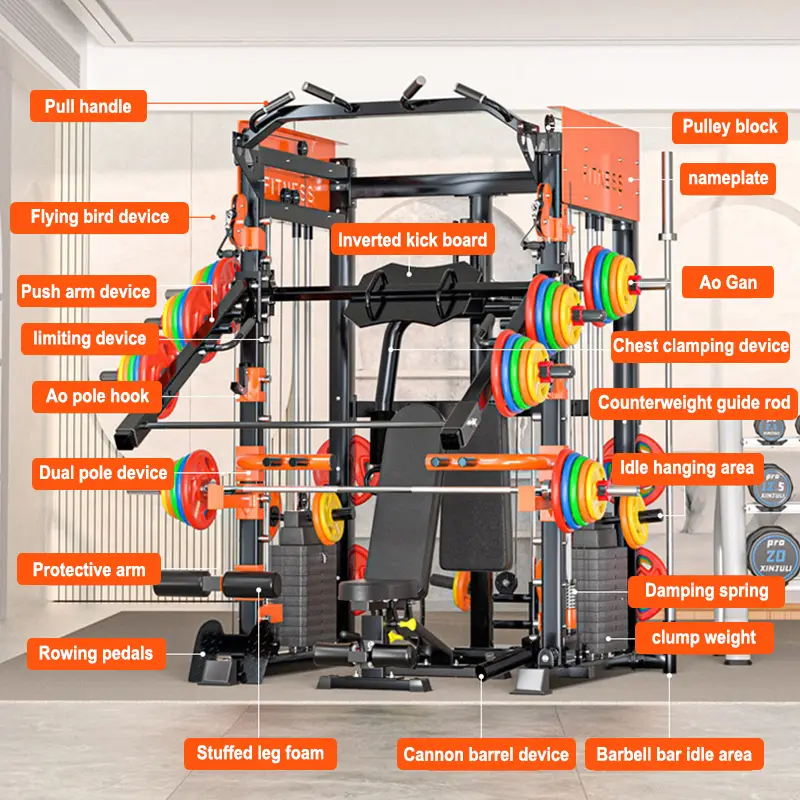 Multi Functional Smith Machine, Squat, Gantry, Flying Bird, Bench Press, Large Comprehensive Trainer,Big Fitnsee Equipment — image 3