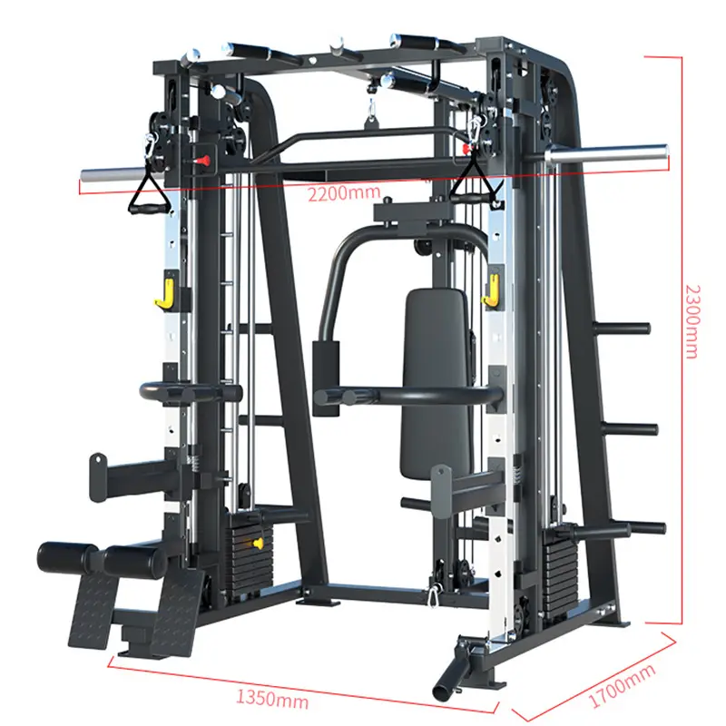 Smith Machine Set With 126kg Counterweights+100KG Weights+Bench+2 Barbell Bars Commercial Comprehensive Trainer Gantry Frame — image 4