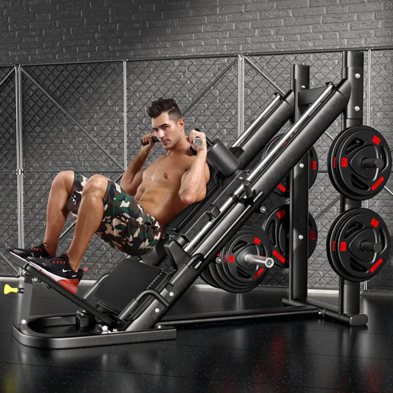Including 100kg Weight Plates Gym Commercial Squat Machine With A 45 ° Tilt Upward Leg Strength Training Kick Machine — image 6