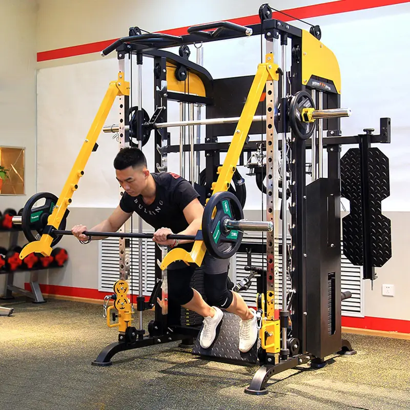 Free Shipping Squat Frame Gym Large Weight Lifting Gantry With 60*2=120KG Counterweights Trength Training Commercial Smi — view 1