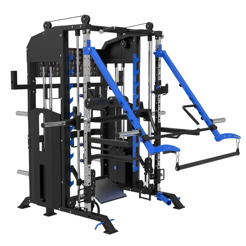 Free Shipping Squat Frame Gym Large Weight Lifting Gantry With 60*2=120KG Counterweights Trength Training Commercial Smith Rod — image 6