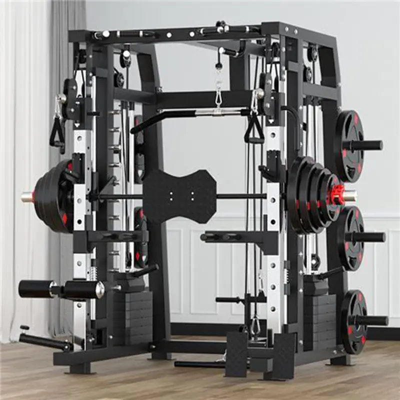 Commercial Smith Machine Set With 130kg Counterweights+100kg Weight Plates+Bench Door To Door Seller Pay Tax Smith Machine Set — image 5